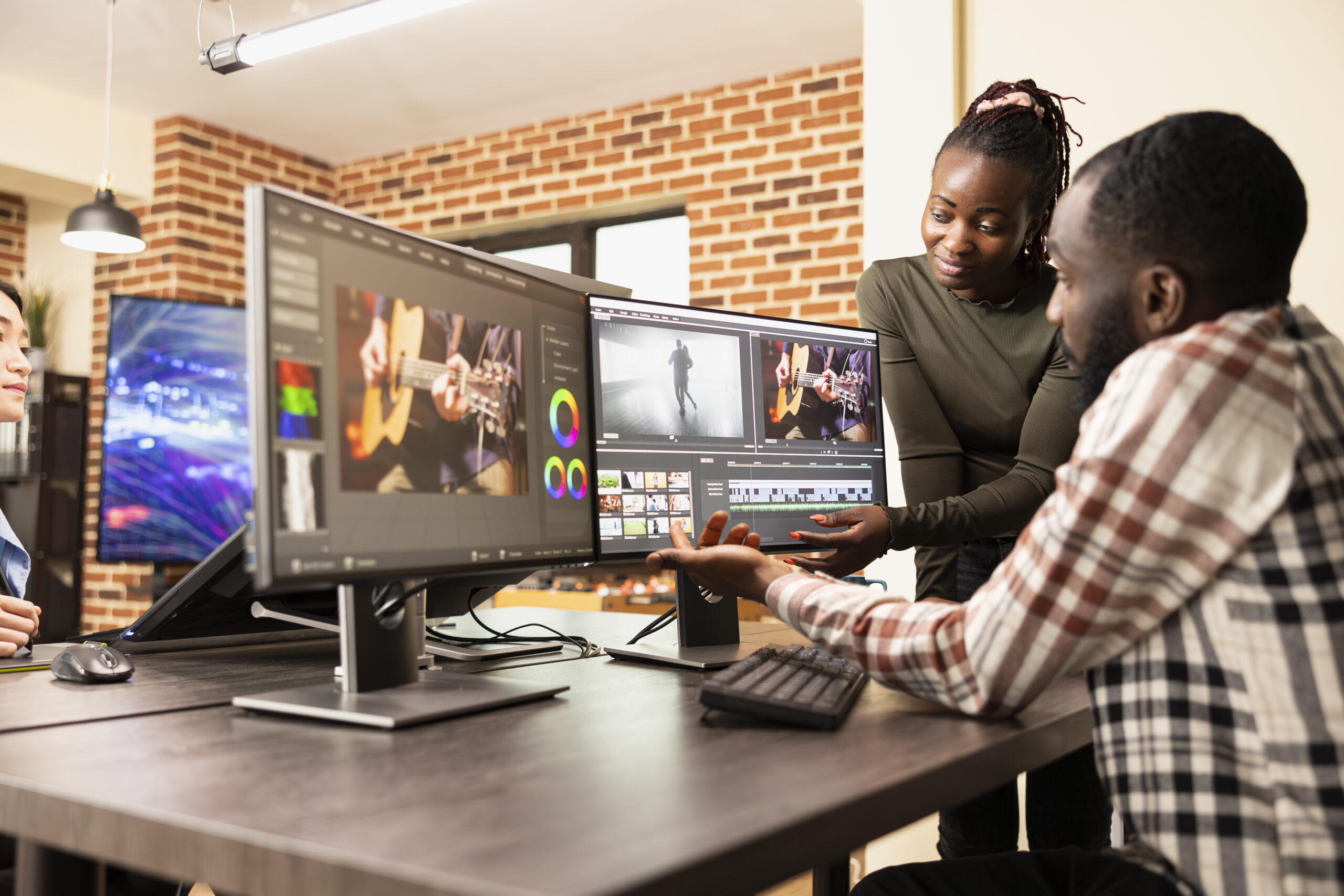 creative team improving footage visuals